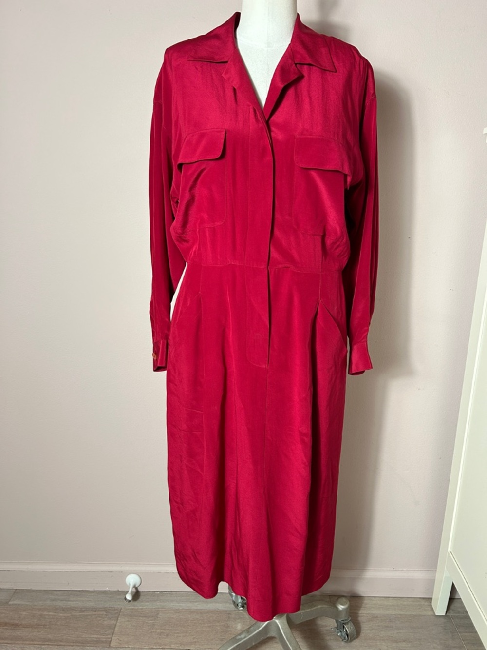 VTG Barrie pace silk burgundy long Sleeve Shirt Dress - Women's size 10